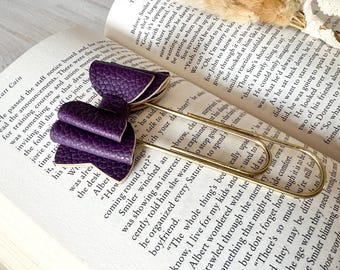Purple Faux Leather Bow Clip
