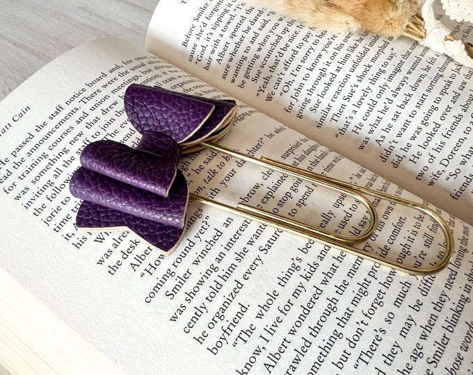 Purple Faux Leather Bow Clip