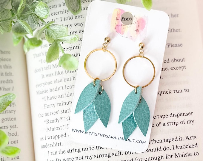 Soft Aqua Leather Chandelier Earrings