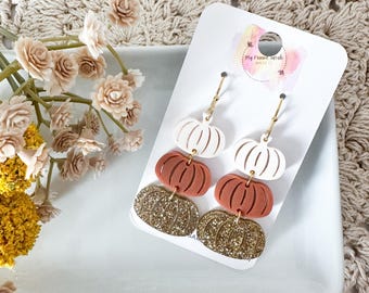 Neutral Pumpkin Stack Earrings