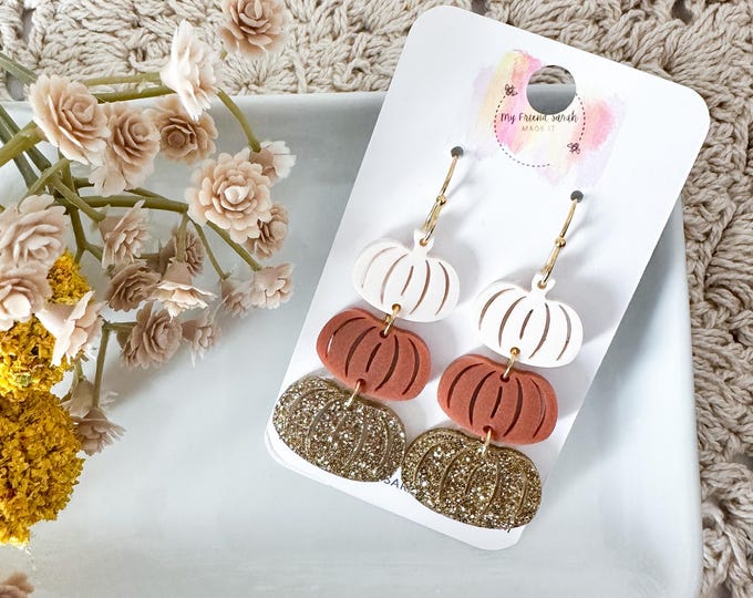 Neutral Pumpkin Stack Earrings