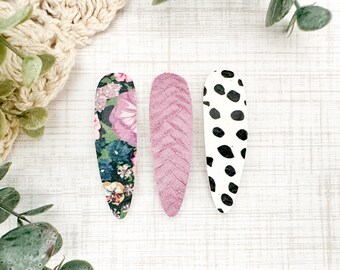 Polka Dot, Purple Braided, and Floral Hair Clips