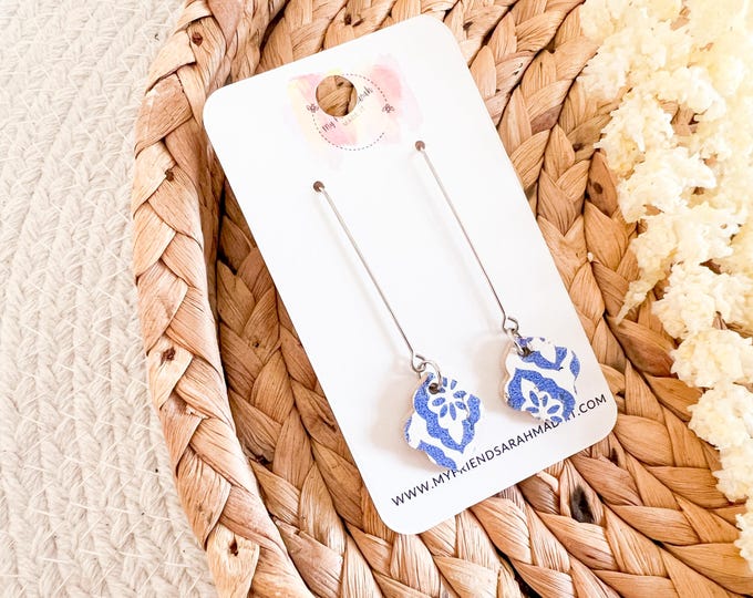Mini Blue Tile Earrings