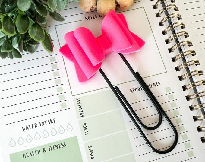 Hot Pink Bow Planner Clip