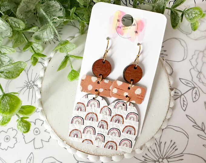 Neutral Rainbow & Polka Dot Earrings