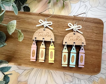 Pastel Crayon Teacher Earrings