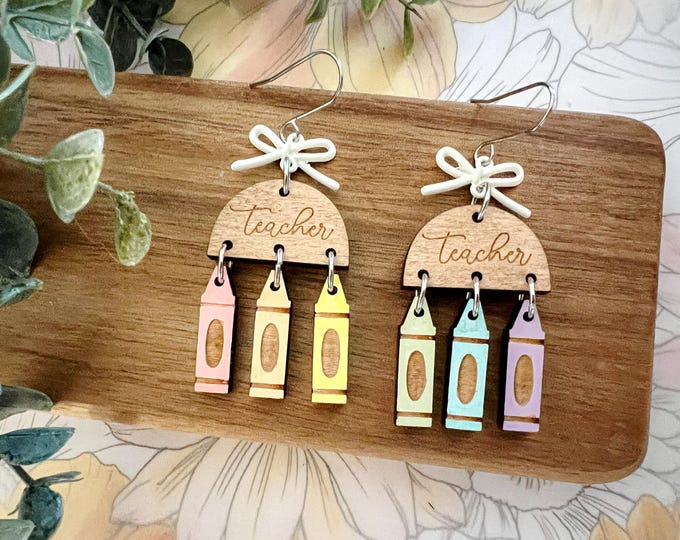 Pastel Crayon Teacher Earrings