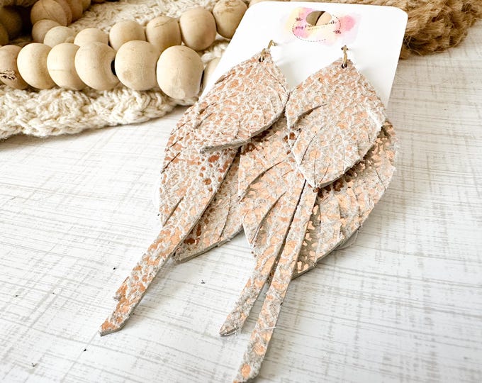 Rose Gold Fringed Feathers