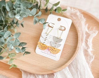 White Geometric Earrings