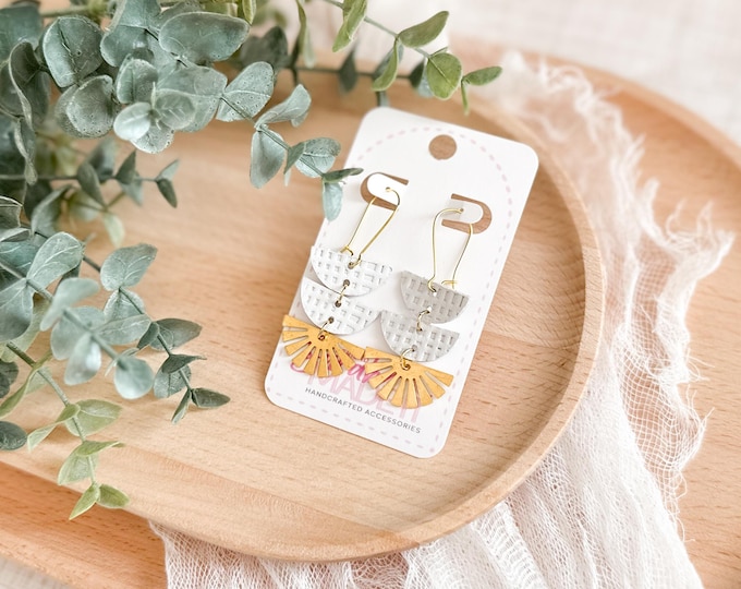 White Geometric Earrings