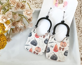Vintage Halloween Cork + Wood Boho Earrings