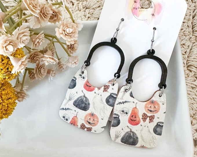 Vintage Halloween Cork + Wood Boho Earrings