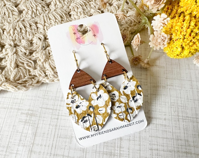 Mustard Floral Fringe Earrings