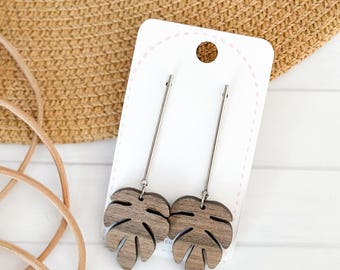 Modern Monstera Drop Earrings