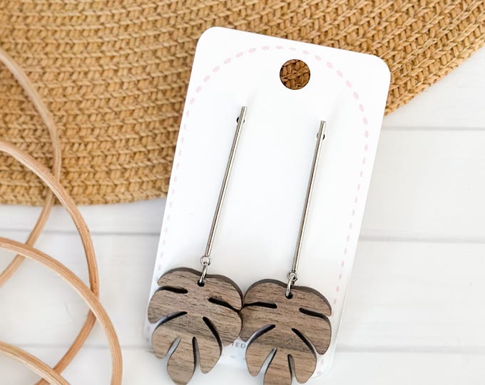Modern Monstera Drop Earrings
