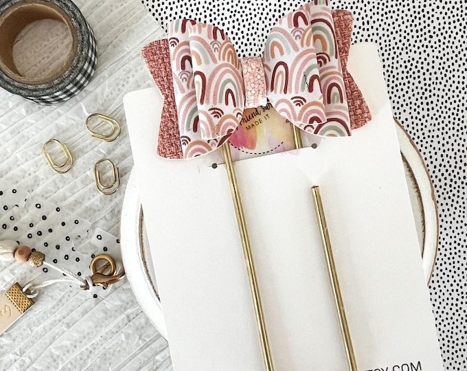 Blush Rainbow Planner Bow Clip
