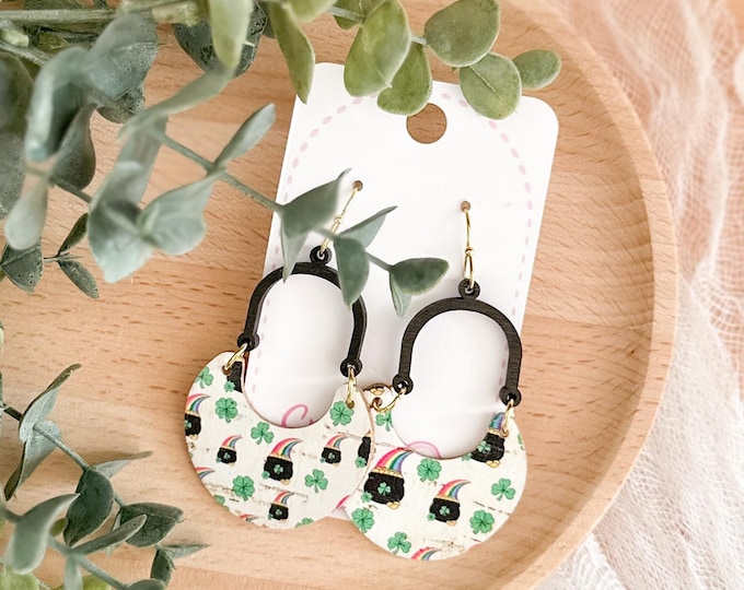 Rainbow Pot of Gold Geometric Dangles