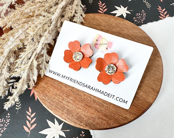 Pumpkin Floral Statement Stud Earrings