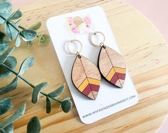 Boho Chevron Wooden Earrings