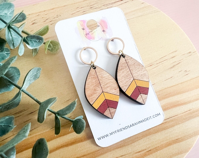 Boho Chevron Wooden Earrings