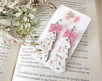 Christmas Lights Tree Earrings with Bow