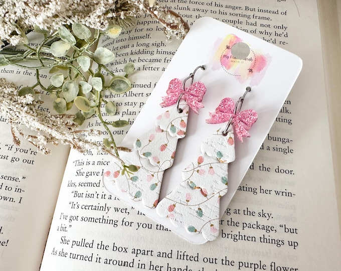 Christmas Lights Tree Earrings with Bow