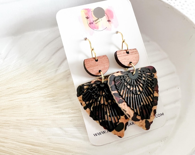 Neutral Leopard Dangle Earrings