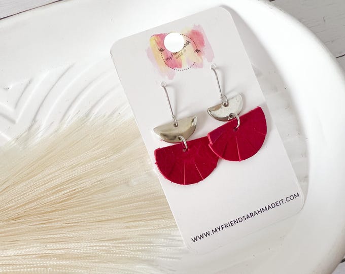 Cranberry Leather Fringe Earrings