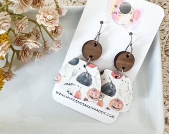 Vintage Halloween Cork + Wood Wedge Earrings