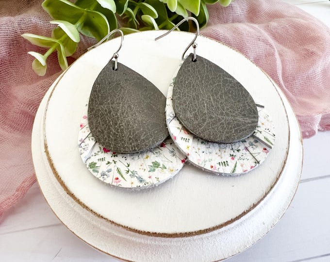 Floral Layered Teardrop Earrings