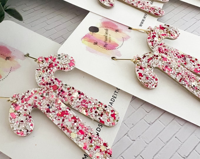 Glitter Candy Cane Earrings