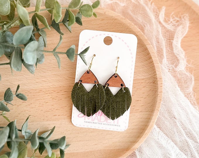 Olive Suede Fringe Earrings
