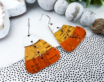 Cork Candy Corn Earrings