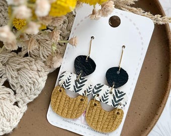 Mustard & Black Neutral Geometric Earrings