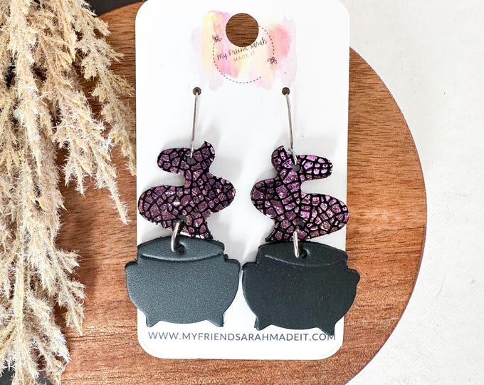 Black & Lavender Cauldron Earrings