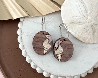 Seashell Disc Hoop Earrings