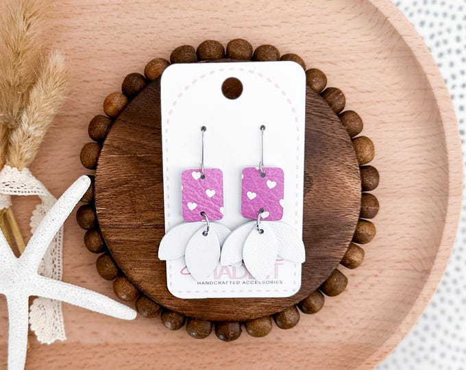 Pink Geometric Lotus Blossom Earrings