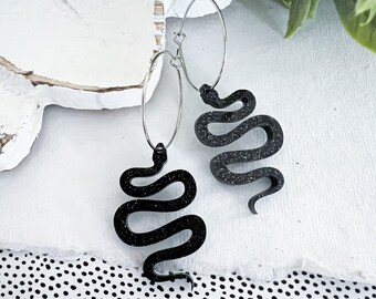 Midnight Glitter Snake Earrings