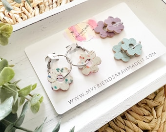 Interchangeable Pastel Floral Hoop Earring Set