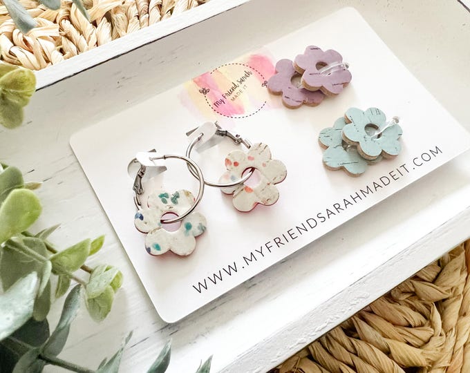 Interchangeable Pastel Floral Hoop Earring Set