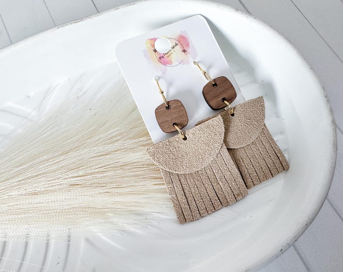 Sand Suede Geometric Earrings