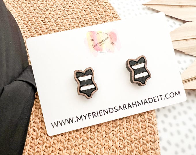 Striped Swimsuit Stud Earrings