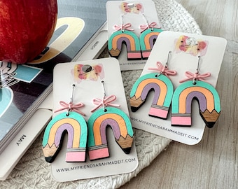Rainbow Pencil Earrings
