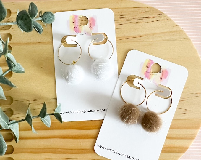 Fluffy Pom Pom Hoop Earrings