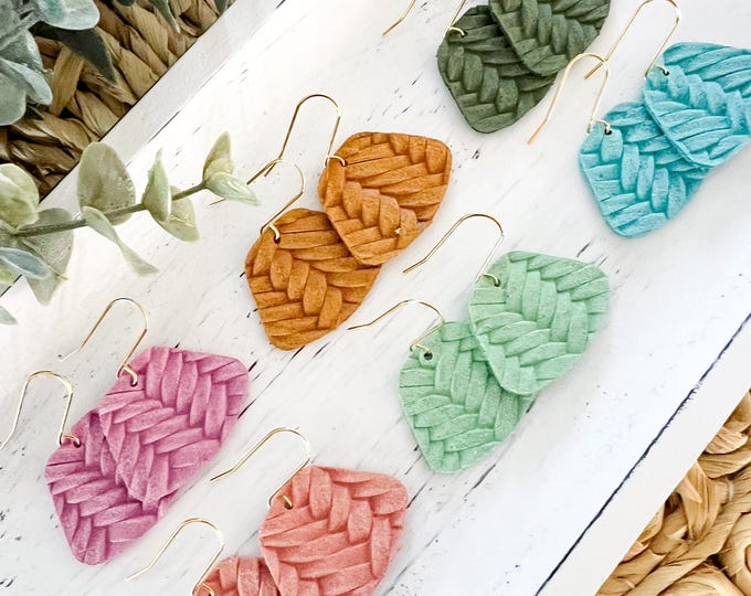 Spring Huede Braided Leather Earrings