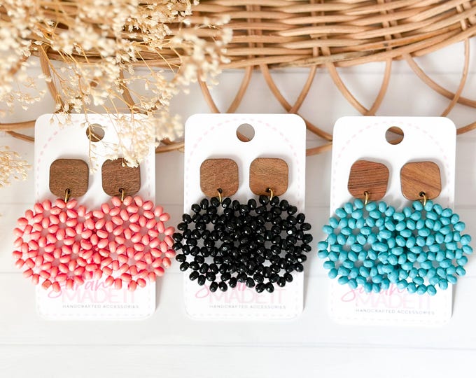Boho Beaded Disc Earrings
