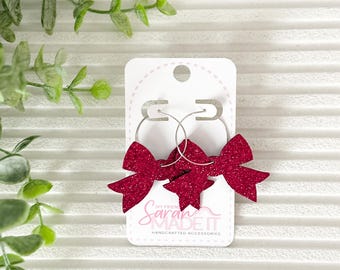 Red Glitter Bow Earrings