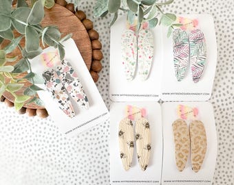 Patterned Leather Snap Clips | You Choose Barrette Duo