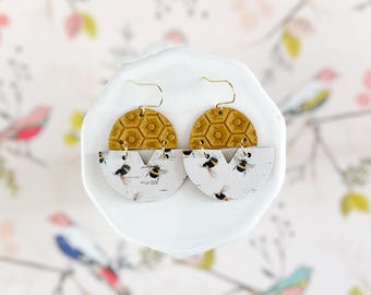 Bee Print Geometric Earrings
