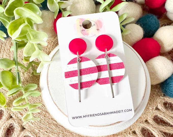 Red & White Striped Earrings